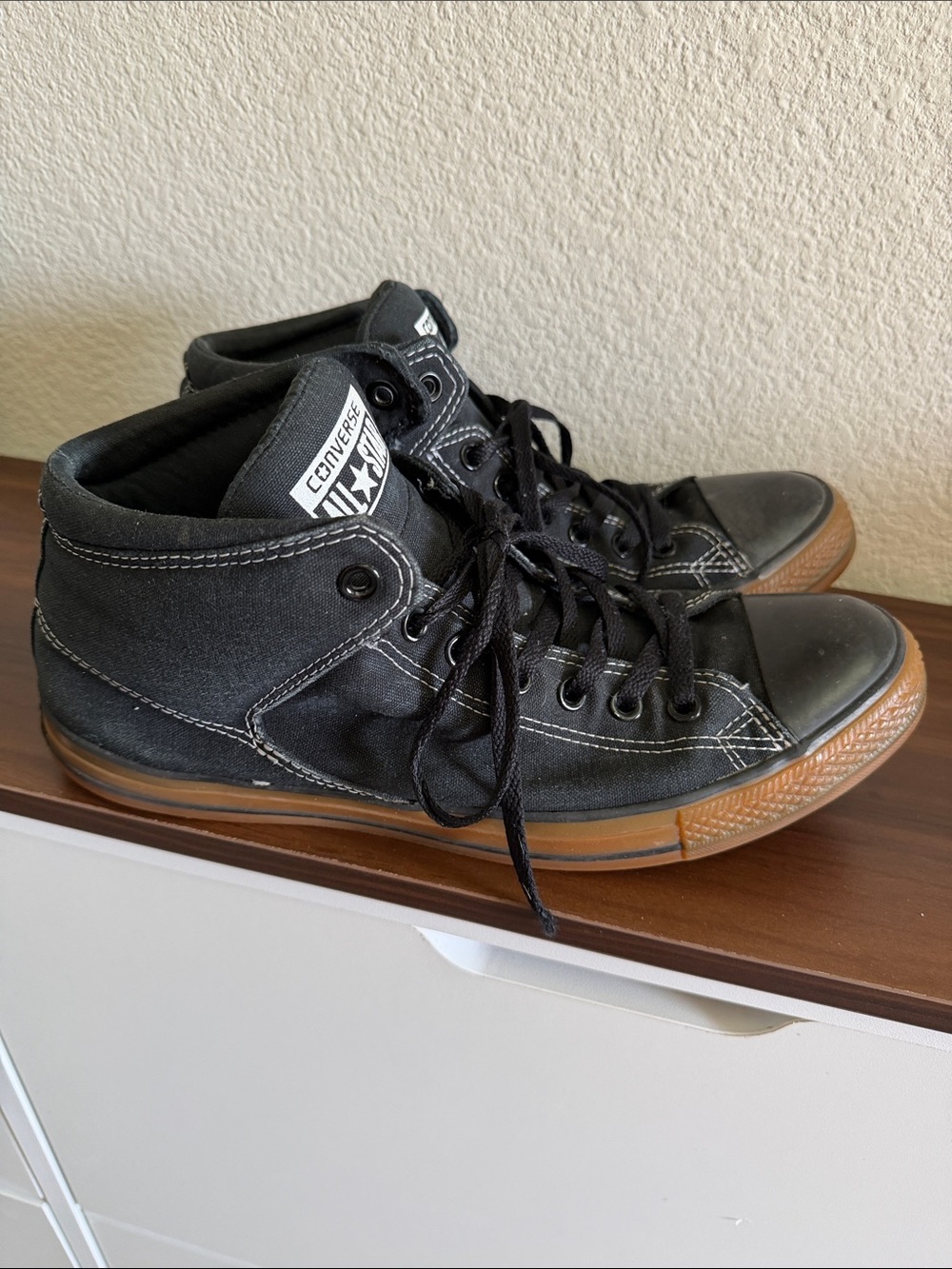 Converse Black High Top Sneakers with Gum Sole size 12